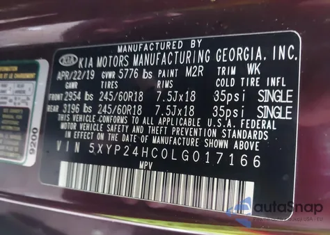 2020 Kia Telluride Lx from USA, damaged, VIN 5XYP24HC0LG017166